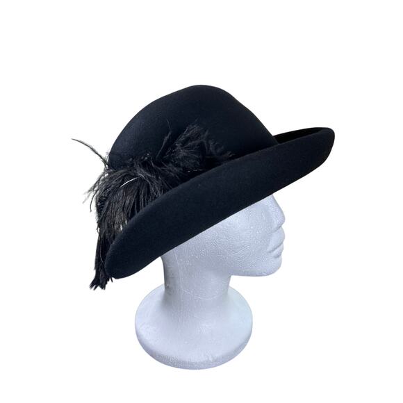 Vintage- Wool-  Feather - Bowler Hat- Doeskin Michelle- made in USA chic - Picture 4 of 9